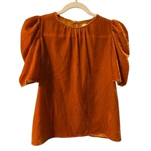 Elegant Orange Velvet Women's Top